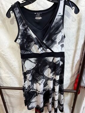 tek gear Black & White Sleeveless Wrap-Style Midi Dress